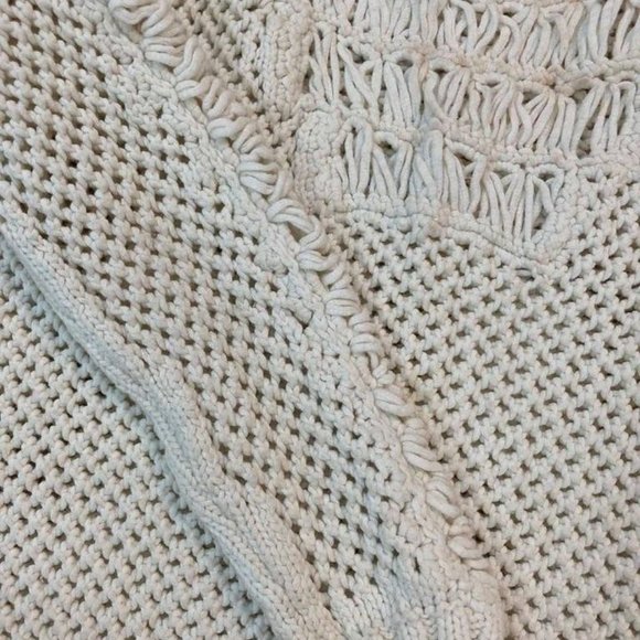 MAJE Cream open knit round neck 3/4 Sleeve Sweater Size 1 - Picture 5 of 6